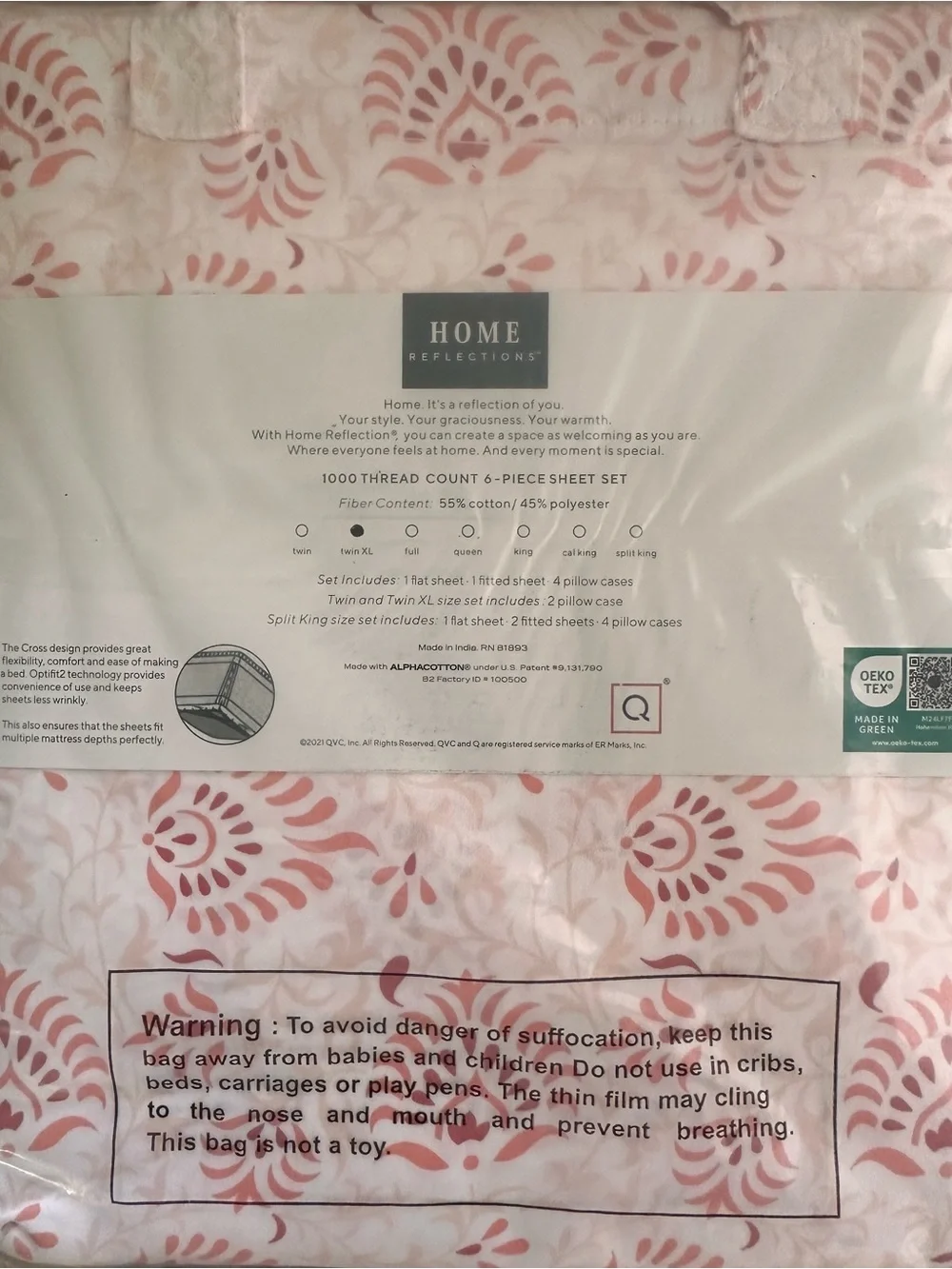Home Reflections Pink Floral Sheet Set - Soft Pink Pattern